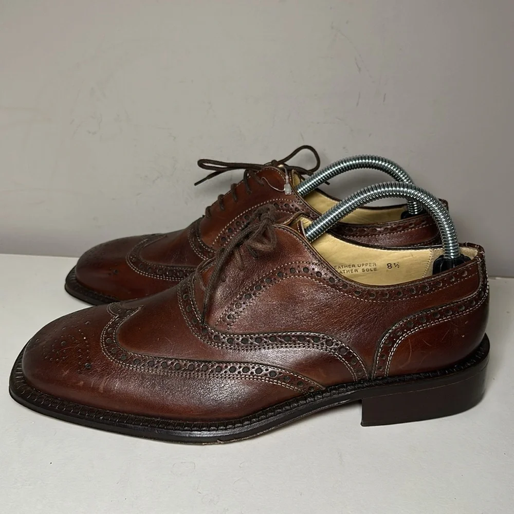 Mario Fagni made in Italy Classic Brown Leather Men's dress shoes